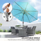10' x 8' Round Market Umbrella, Patio Umbrella with Crank Handle and Tilt, Outdoor Parasol for Garden, Sky Blue