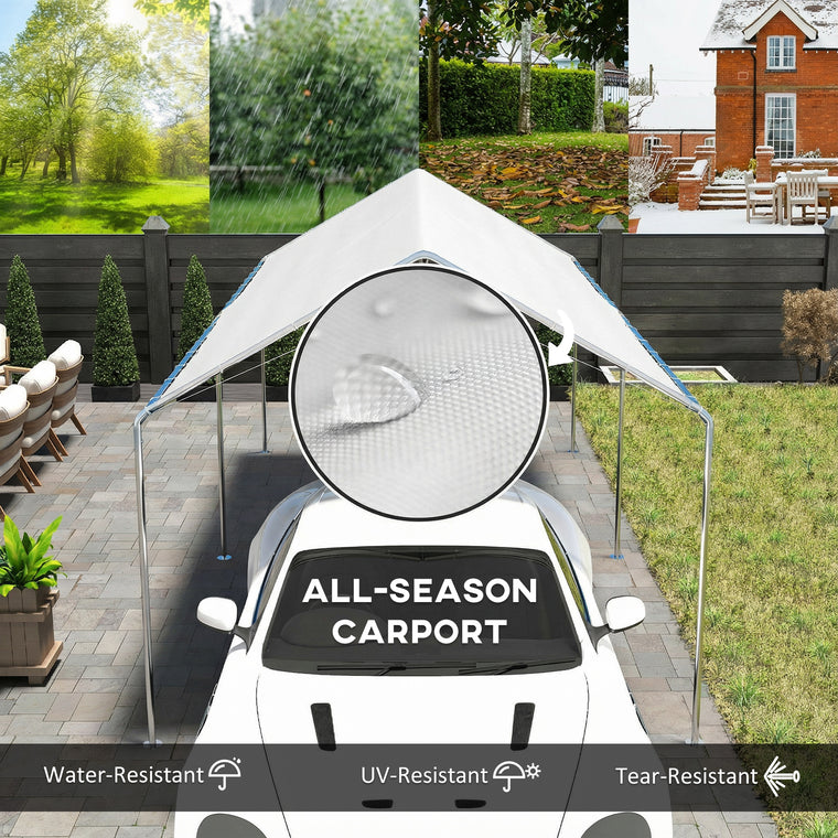 10' x 20' White Galvanized Carport with Anchor Kit