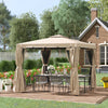10' x 10' Khaki Polyester Gazebo with Curtains & Double Roof