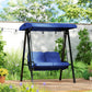 2-Seater Outdoor Porch Swing with Adjustable Canopy, Patio Swing Chair for Garden, Poolside, Backyard, Dark Blue