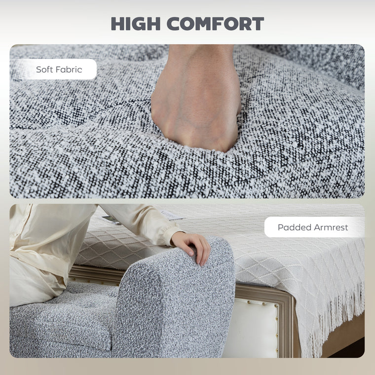 Upholstered Storage Bench with Arms