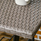 Patio Wicker Dining Table with Umbrella Hole, 34 Inch Outdoor PE Rattan Coffee Table with Plastic Board Under the Woven Table Top for Patio, Garden, Balcony, Mixed Brown