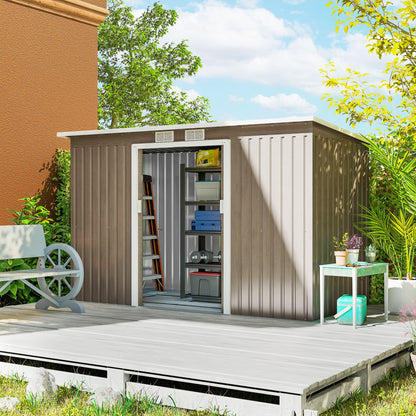 9' x 4' Metal Garden Shed with Foundation Kit and Ventilation