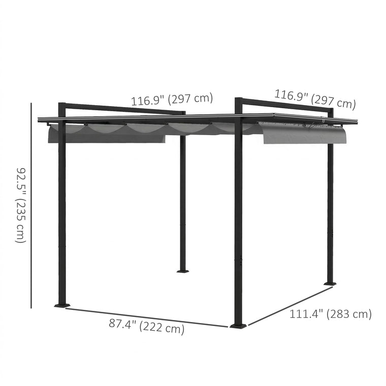 10' x 10' Dark Grey Retractable Pergola Shade Shelter