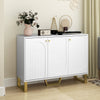 Sideboard Buffet Cabinet with 3 Doors, Modern Storage Cabinet with Adjustable Shelves & Center Leg, White