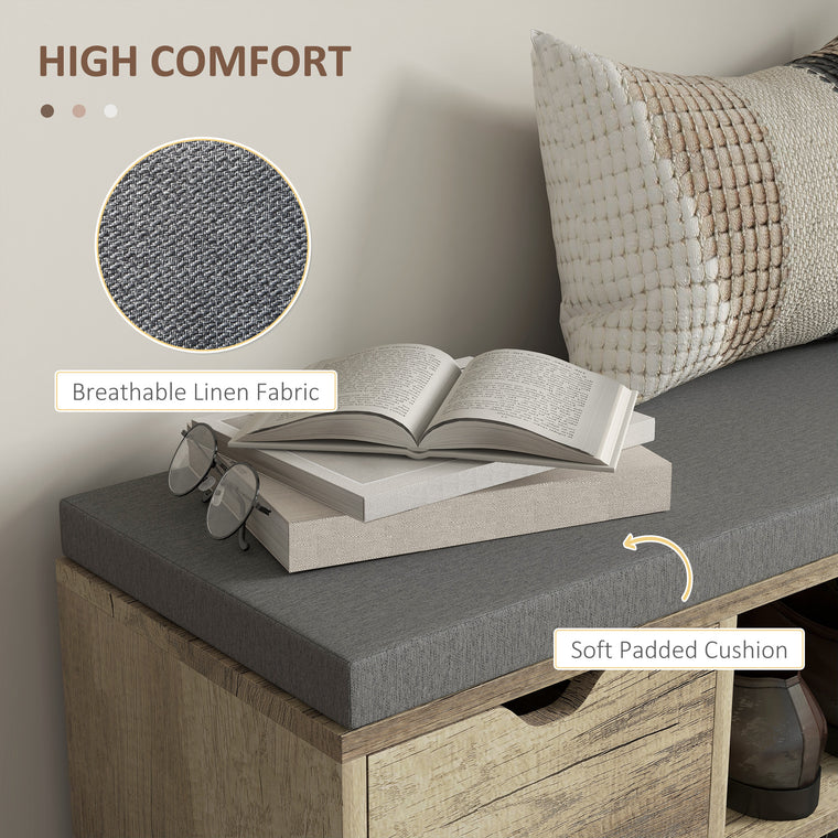Upholstered Shoe Storage Bench with Drawer