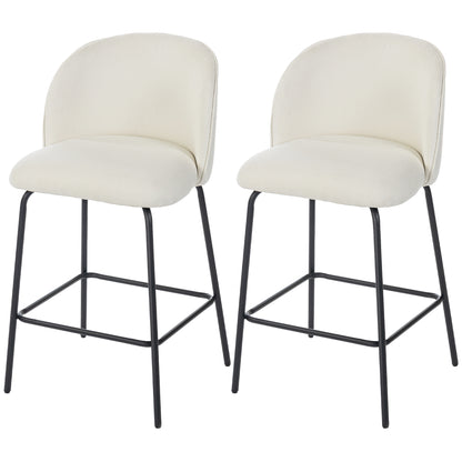 Counter Height Linen Bar Stools Set of 2 - Cream White
