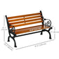 47 Inch Outdoor Garden Bench, Patio Loveseat with Unique Armrests, Slatted Seat Back, 528 lbs. Capacity, Teak Colour
