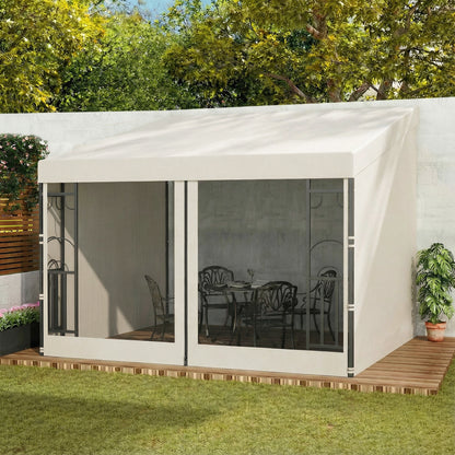 10' x 10' Wall Pergola with 2 Curtains and Nettings