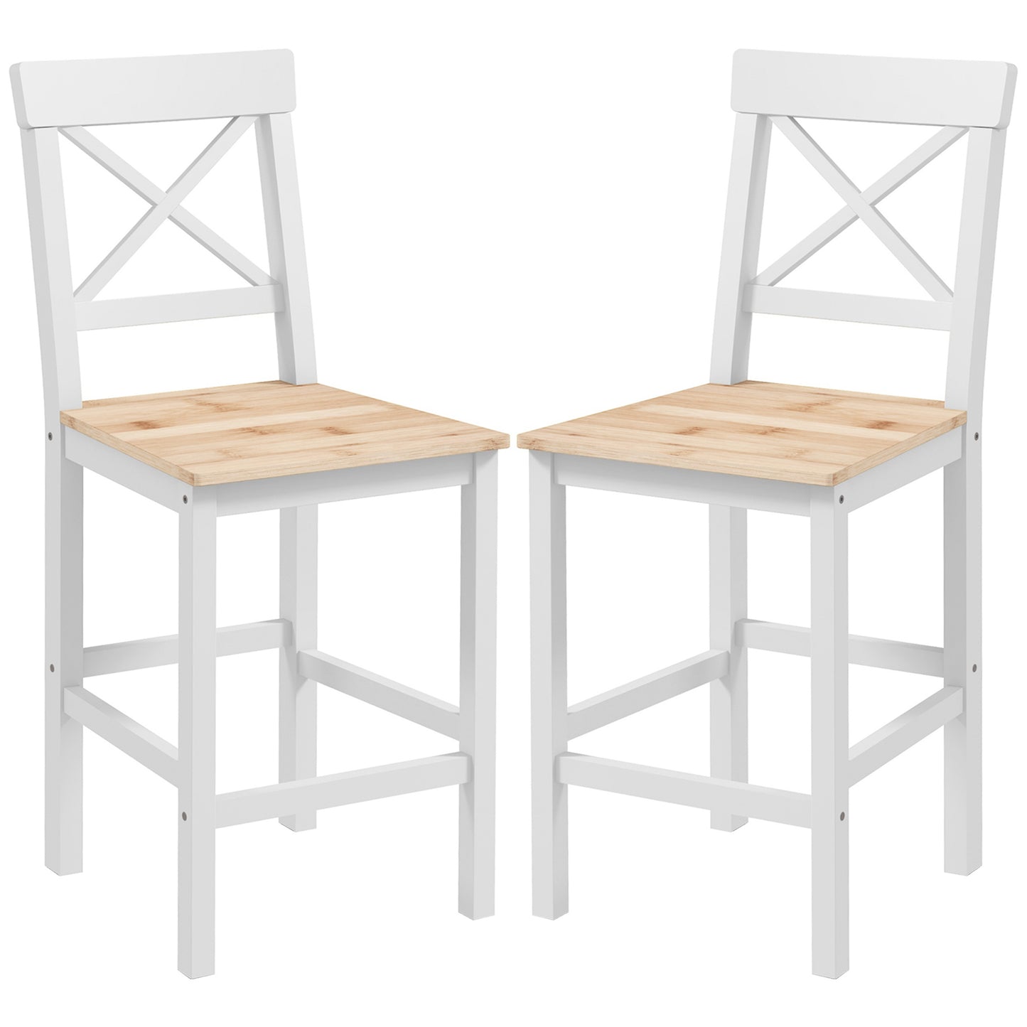 Counter Height Stools Set of 2, Farmhouse Bar Stools with Backs, Solid Wood Counter Stools for Kitchen Island