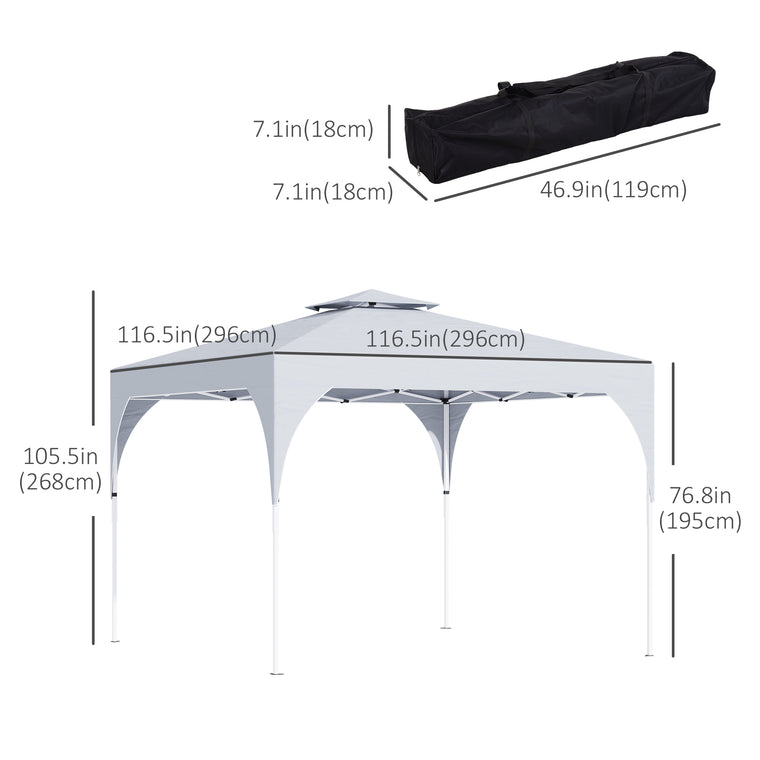 10' x 10' White Pop-Up Party Tent with 2-Tier Vented Roof