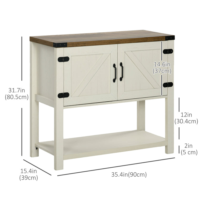 Farmhouse Storage Cabinet with Barn Doors - White