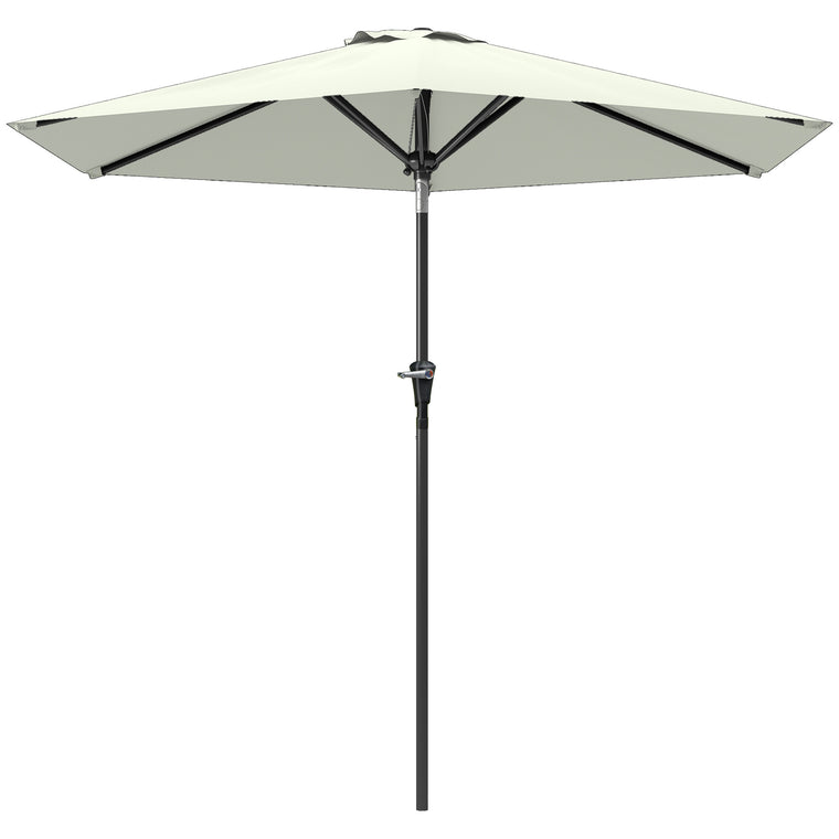 Cream White Patio Sun Umbrella with 6 Ribs