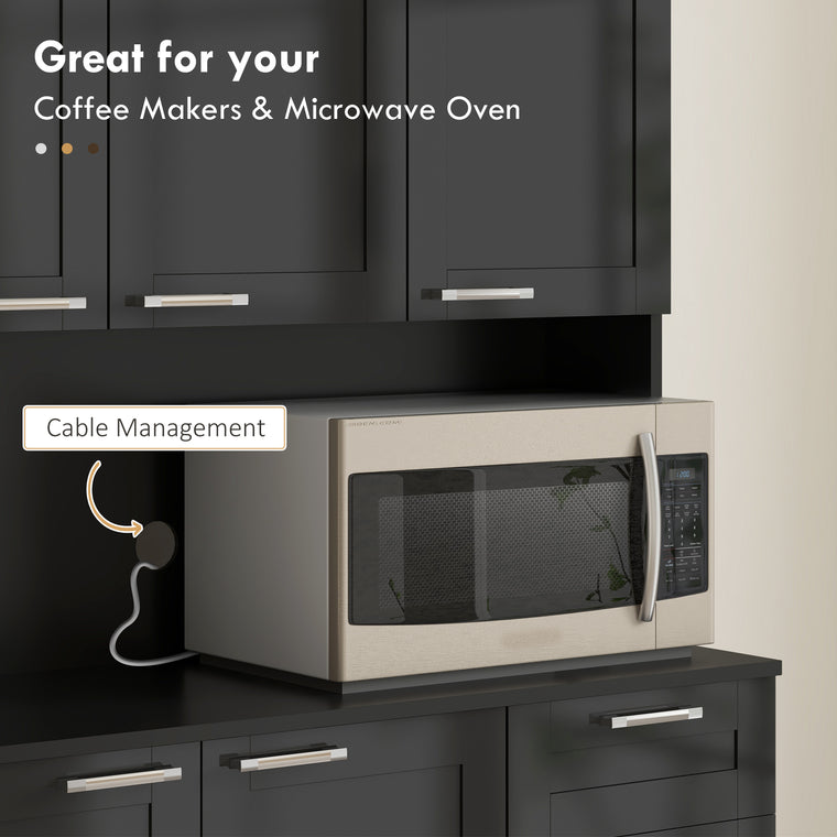 71" Kitchen Pantry Storage Cabinet with Hutch - High Gloss Black