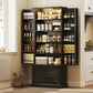72" LED Kitchen Pantry Cabinet, Buffet Storage Cabinet with 10 Door Shelves, 2 Drawers and Adjustable Shelves, Black