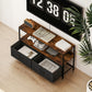 TV Stand with Charging Station, TV Table with 2 Foldable Linen Drawers and Open Shelf for 47 Inch TV, Rustic Brown
