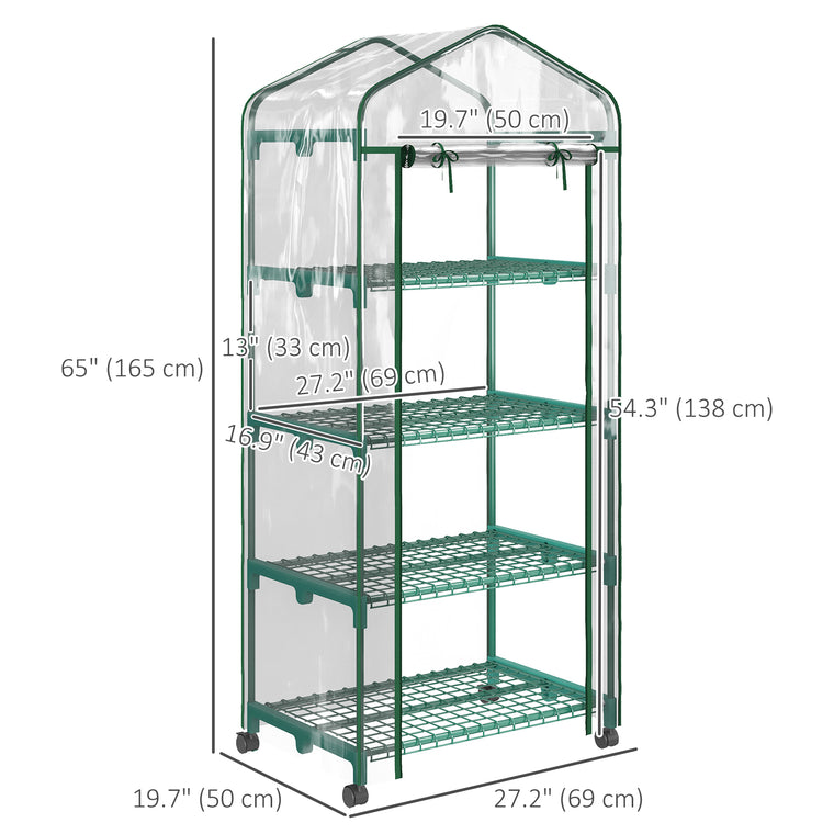 27" x 20" x 65" Clear Portable Greenhouse with 4-Tier Shelves