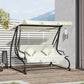 3 Seater Patio Swing Chair Convertible Cushioned Bed Outdoor Porch with Canopy and Pillow