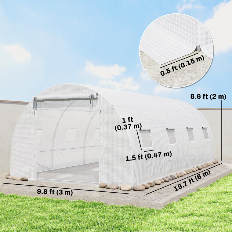 20' x 10' x 7' Tunnel Greenhouse with Mesh Door and PE Cover