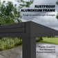 Aluminum Expandable Outdoor Dining Table with Tempered Glass Tabletop and Aluminum Frame, for Garden, Backyard, Black