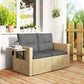 Wicker Outdoor Sofa with Side Trays, Rattan Patio Loveseat with Cushions for Garden Balcony, Light Grey