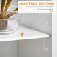 Rolling Kitchen Island with Storage Drawers, Kitchen Cart with Rubber Wood Top, Cabinet & Towel Rack, White