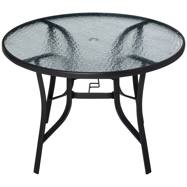 42" Round Steel Dining Table with Umbrella Hole