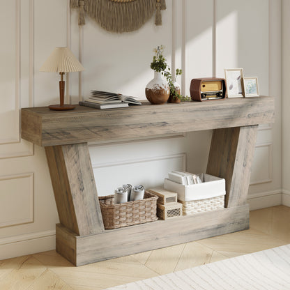 63" Narrow Console Table with Open Shelf