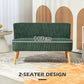 Modern 2 Seater Sofa, Upholstered Two Seater Couch with Rubber Wood Legs, Green