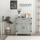 Farmhouse Kitchen Storage Cabinet, Sideboard Buffet Cabinet with 2 Rustic Barn Doors and Drawer, Grey