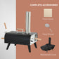 Wood Fired Pizza Oven Stainless Steel Pizza Maker with Foldable Legs and Waterproof Cover, Black