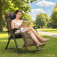 Folding Garden Chair, Reclining Zero Gravity Chair, Sun Lounger with Cushion and Headrest, Khaki