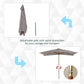 7' x 10' Wooden Patio Umbrella, Rectangle Garden Parasol, Outdoor Sunshade Canopy with Bamboo Ribs for Garden, Grey