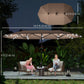 174" Double-Sided Sun Umbrella Garden Parasol Patio Sun Shade Outdoor with LED Solar Light, Khaki