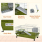 Small Animal Cage, Rolling Bunny Cage, Guinea Pig Cage with Food Dish, Water Bottle, Hay Feeder, Platform, Ramp, Green