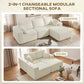 2-in-1 Modular Sectional Sofa, Boneless L Shaped Couch Sofa Bed, Cream White