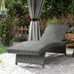 Patio Lounger, Folding Wicker Outdoor Chaise Lounge with 4-Level Adjustable Backrest, Grey