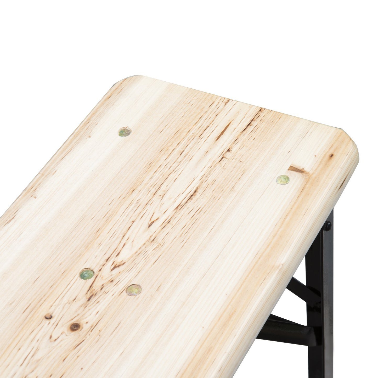 3 Pieces Folding Picnic Table Set, Portable Folding Picnic Table and Benches with Steel Frame for Garden, Park, Natural Wood