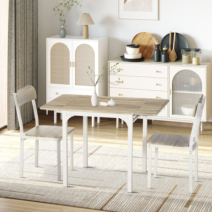 Foldable Drop-Leaf Dining Table Set for 2 - Natural