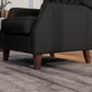 Faux Leather Armchair, Modern Accent Chair with Thick Padding for Living Room, Bedroom, Home Office, Black