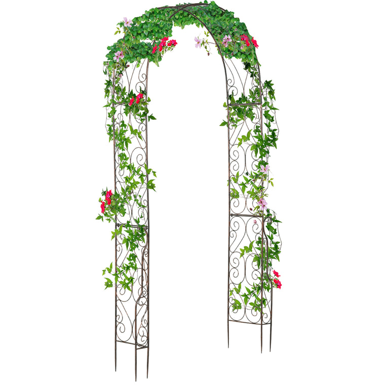 7.5ft Black Metal Garden Arch for Climbing Vine Plants