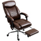 6 Point Massage Office Chair with Remote, Ergonomic Reclining Computer Desk Chair with Footrest, Side Pocket, Dark Brown