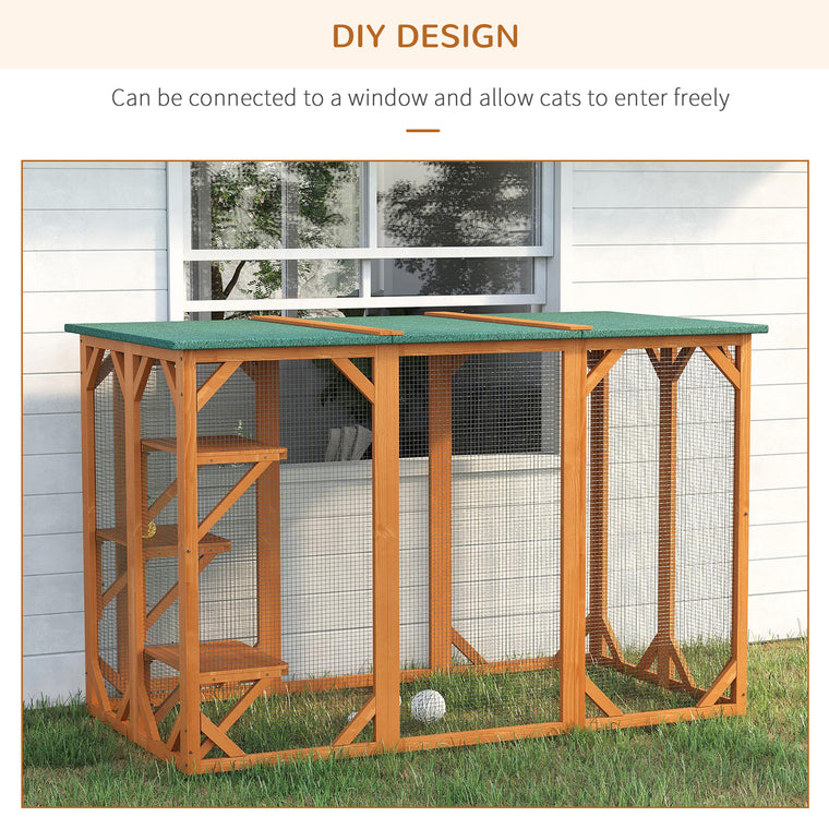 71" Orange Catio Outdoor Cat Enclosure with Multi-Level Platforms