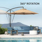 9.5' Khaki Cantilever Umbrella with Wind Protection Strap