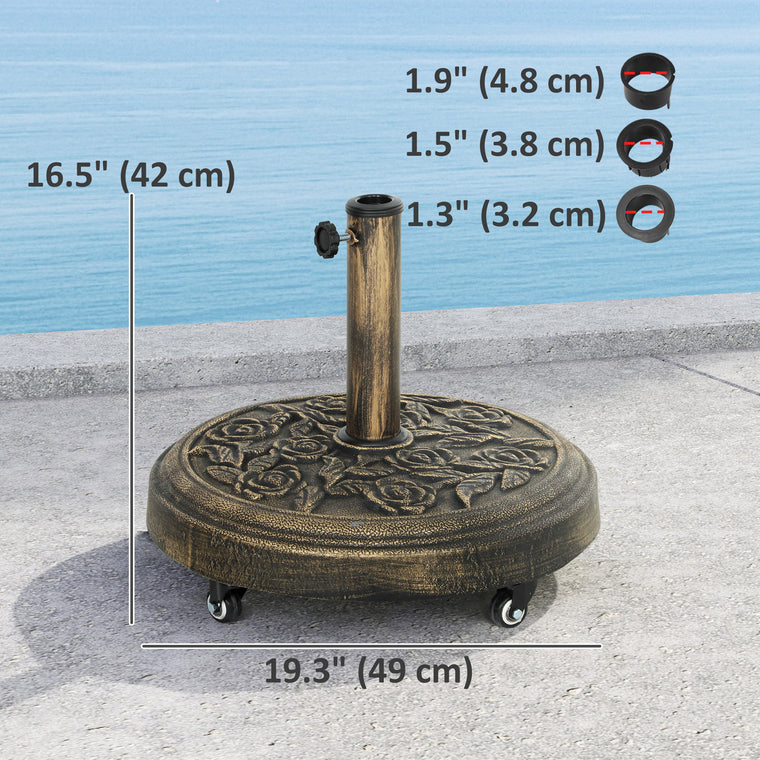 46 lbs Bronze Resin Round Umbrella Base with Wheels