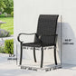2 Piece PE Rattan Patio Dining Chairs with Steel Frame, for Garden, Backyard, Pool Side, Porch, Black