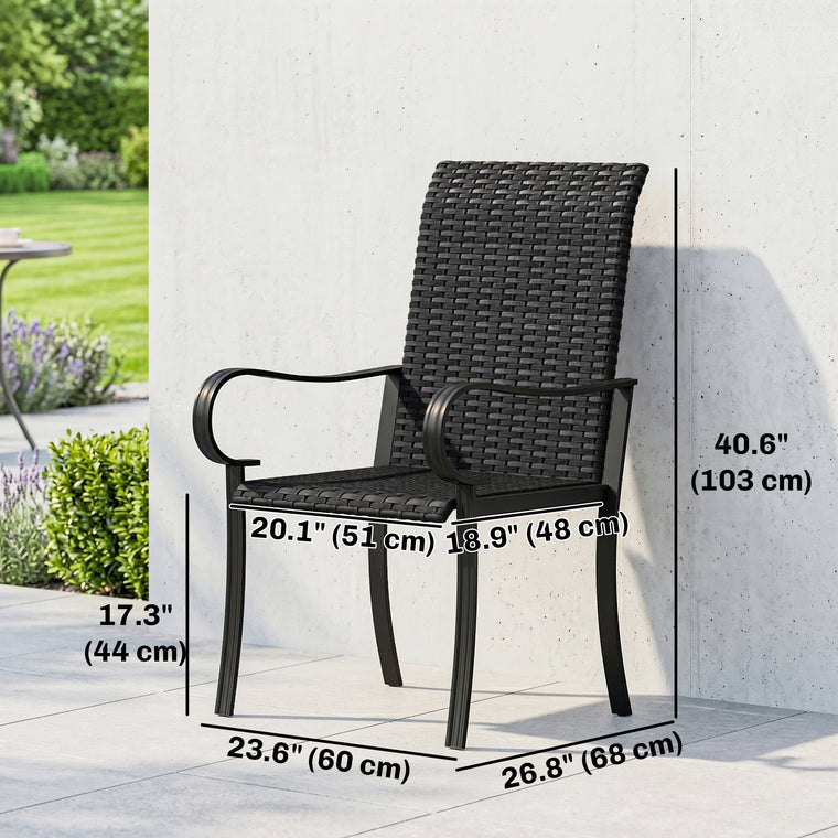 2-Piece PE Rattan Dining Chairs with Steel Frame