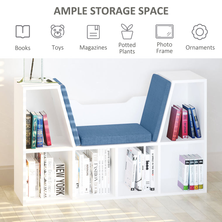 6-Cubby Bookcase with Reading Nook Cushion