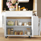 Kitchen Island with Storage, Rolling Kitchen Cart with Foldable Drop Leaf, Power Outlet and USB Ports, White