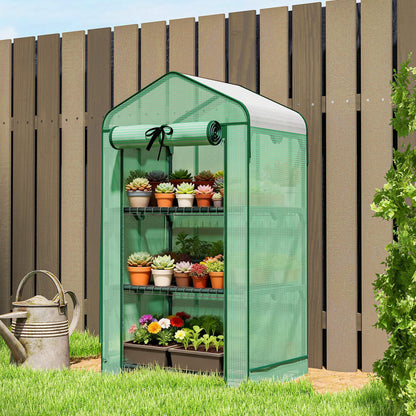Mini Greenhouse with Screen Roof, Portable Small Greenhouse with Roll-Up Zipper Door - 27.6" x 19.7" x 50"